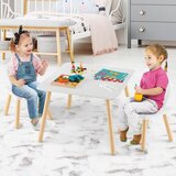 Kinder Home dečiji drveni sto sa 2 stolice bunny, učenje, crtanje, igranje, set za jelo, za dečiju sobu, beli Cene