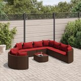  10-dijelni set vrtnih sofa od poliratana s jastucima smeđi | shoptok.hr