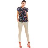 Infinite You Woman's Blouse M194 Navy Blue Flowers Cijene