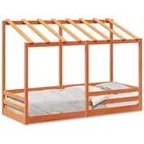 vidaXL Otroška postelja s streho voščeno rjava 75x190 cm borovina
