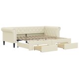  Dnevni krevet na razvlačenje krem 90 x 200 cm od umjetne kože | shoptok.hr