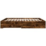  Posteljni okvir s predali dimljen hrast 200x200 cm inž. les | Shoptok.si