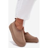 Boto Women's Snow Boots On Platform With Low Shaft Dark Beige Izamine | Shoptok.si