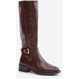 Boto Women's Insulated Flat Heel Boots With Gold Buckle Brown Arsisna | ePonuda.com