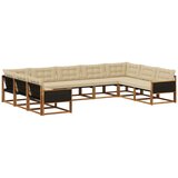 vidaXL Zunanja garnitura za sedenje z blazino 9 pcs Naravna in bež, (5000273428) | Shoptok.si