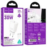 Hoco USB-C QC PD 30W zidni punjač za telefon + USB C na USB C kabel N62 bijeli | shoptok.hr