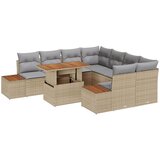 vidaXL Vrtni kavč set Set 9 Bež in siva Poli ratan, poliester, (22064866) Cene