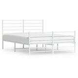The Living Store Kovinski posteljni okvir z vzglavjem in vznožjem bel 135x190 cm - Posteljni Okvir, (21531615) | Shoptok.si