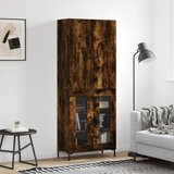 vidaXL Visoka komoda dimljen hrast 69,5x34x180 cm inženirski les | Shoptok.si