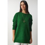  Women's Emerald Green Oversized Knitwear Sweater Cene