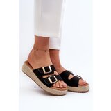 FB1 Women's black sandals with braided eco suede Zaloemi Cene