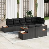 vidaXL 9-delni set vrtnih kavčev z blazinami Črn poli ratan akacija | Shoptok.si
