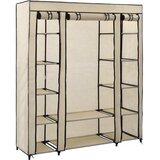  Garderobna omara s predelki in palicami krem 150x45x176cm blago | Shoptok.si