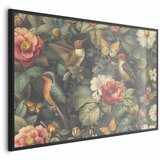  Plakat Flowers Birds and Butterflies - vintage-style illustration 30x21 Crni okvir | shoptok.hr