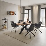 Zandiara ovalna jedilna miza orbit, barva akacije, črna, 180x100 | Shoptok.si