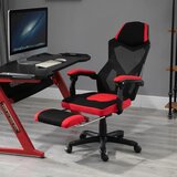  Ergonomska uredska i igraća stolica s osloncem za noge crno-crvena | shoptok.hr