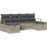  6 Dijelna garnitura za vrt s jastučićima Svjetlosiva Poly Rattan | shoptok.hr