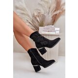 S. BARSKI Embellished Perforated Women's Heeled Boots Made Of Eco Suede Black S.Barski | ePonuda.com