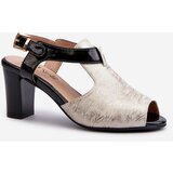 Boto Women's sandals with a heel made of eco-leather in gold-black Queenmarie | Shoptok.si