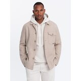 Ombre Men's lightweight fleece jacket with viscose - beige Cijene