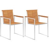 Maison Chic Vrtni stoli - Stol za vrt 2 kosa trden akacijev les in nerjaveče jeklo JS1341, (21878024) | Shoptok.si