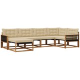 vidaXL Zunanja garnitura za sedenje z blazino 6 pcs Naravna in bež, (5000269283) | Shoptok.si