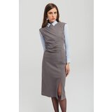 Legendww zenska siva haljina elegantnog kroja sa prorezom | Eponuda.com