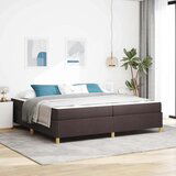  Postelja z vzmetnico Temno rjava in bela 200 x 200 cm blago | Shoptok.si