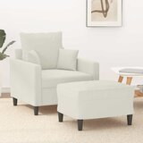  Fotelja s tabureom krem 60 cm baršunasta | shoptok.hr