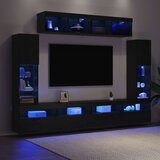  Set TV komoda S LED lampica 6 pcs Crni hrast Konstruirano drvo | shoptok.hr