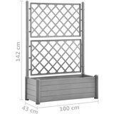 vidaXL Vrtna sadilica s rešetkom 100 x 43 x 142 cm PP siva boja kamena | shoptok.hr