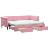  The Living Store Izvlečna dnevna postelja s predali roza 80x200 cm žamet - Izvlečna Dnevna Postelja, (21492647) | Shoptok.si