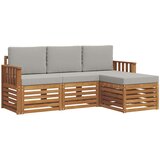  Set vanjskih sofa 4 kom. Prirodna i svijetlo siva Bijela 189,5 x 122,5 x 73 cm | shoptok.hr