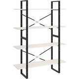 Maison Chic Knjižna omara - Knjižni regal 4-nadstropna bela 100x30x140 cm trdna borovina, (21725011) Cene