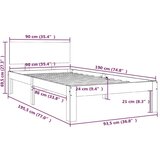  Okvir za krevet masivno drvo bijeli 90x190 cm 3FT jednokrevetni | shoptok.hr