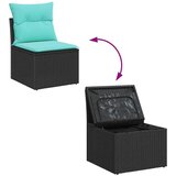  Vrtna sedežna garnitura z blazino 4 pcs Črna Poly ratan, (5000022273) | Shoptok.si