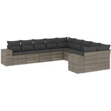 vidaXL 10-dijelni set vrtnih sofa od poliratana s jastucima sivi | shoptok.hr