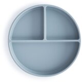 Mushie Silicone Suction Plate deljeni krožnik s priseskom Powder Blue 1 kos | Shoptok.si