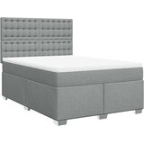  Krevet box spring s madracem svjetlosivi 140x200 cm od tkanine Slike