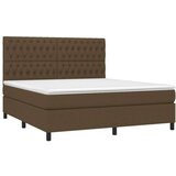  Box spring postelja z vzmetnico temno rjava 180x200 cm blago, (20902194) | Shoptok.si