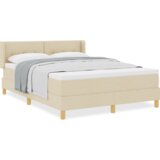  Postelja z vzmetnico z vzmetnico krema 140 x 200 cm blago, (5000141773) | Shoptok.si