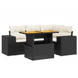  The Living Store Vrtna sedežna garnitura 5-delna z blazinami črn poli ratan - Vrtna Sedežna Garniture, (21447012) | Shoptok.si
