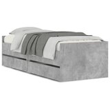 Maison Chic Posteljni okvir - Enojna postelja - Postelja za odrasle s predali betonsko siv 90x200 cm, (21693886) | Shoptok.si