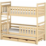 Drveni dečiji krevet na sprat klara s tri kreveta i fiokom - svetlo drvo - 190/200*90 cm Cene