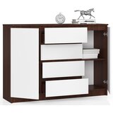 AKORD Komoda, 2 Vrata In 4 Predali, Wenge/Bela, (5000332124) | Shoptok.si