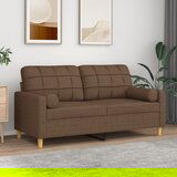 vidaXL Dvosjed s ukrasnim jastucima smeđi 140 cm od tkanine | shoptok.hr