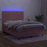  Box spring s madracem LED ružičasti 140x200cm baršunasti | shoptok.hr