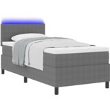 vidaXL Krevet s Podnicom s Madracem & LED Svjetlom Sivi 90x200 cm Baršunasta Tkanina | shoptok.hr
