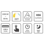  LED prigušiva stona lampa sa USB priključkom, LED/9W/230V, 3000K/4000K/5500K, bela | Eponuda.com