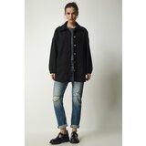 Happiness İstanbul Women's Black Buttoned Pocket Oversize Shirt Jacket Cene